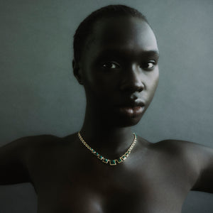 GRADUATED PYRAMID NECKLACE - MALACHITE