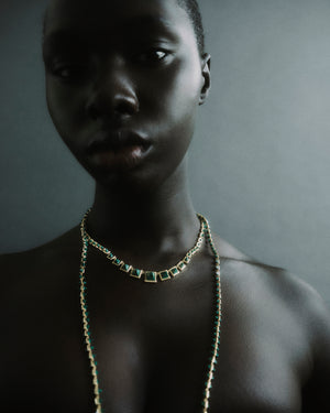 INLAID PYRAMID NECKLACE - MALACHITE