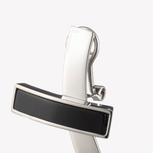 INLAID CROSSBAR EARRINGS - ONYX