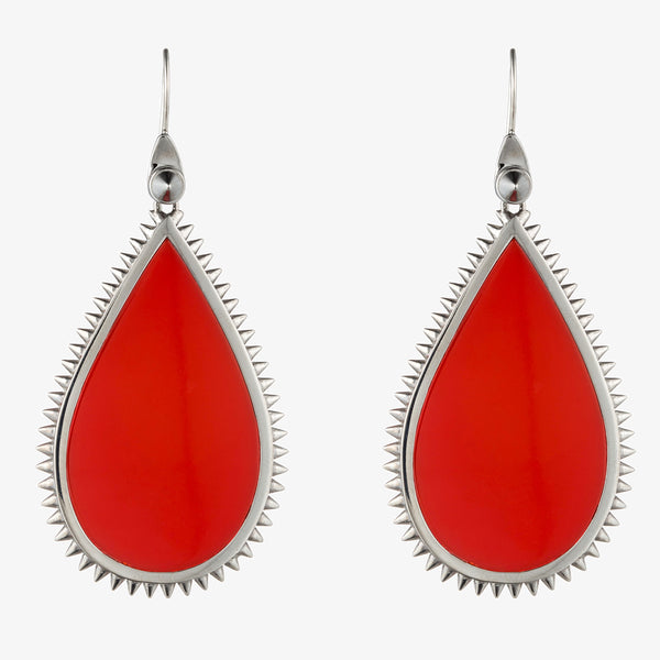 TEARDROP SLICE EARRINGS | RED AGATE