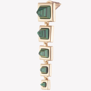 GRADUATED PYRAMID EARRINGS - MALACHITE