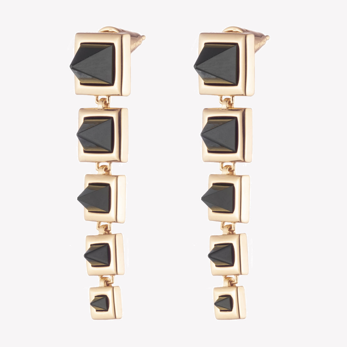 GRADUATED PYRAMID EARRINGS - ONYX
