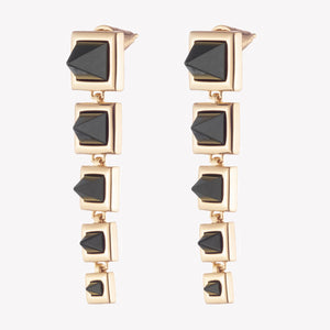 GRADUATED PYRAMID EARRINGS - ONYX