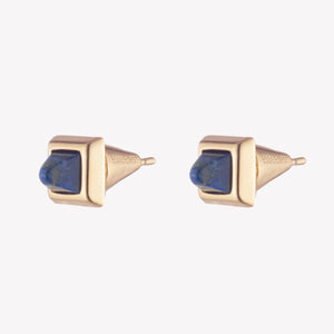PYRAMID STUD EARRINGS - LAPIS LAZULI