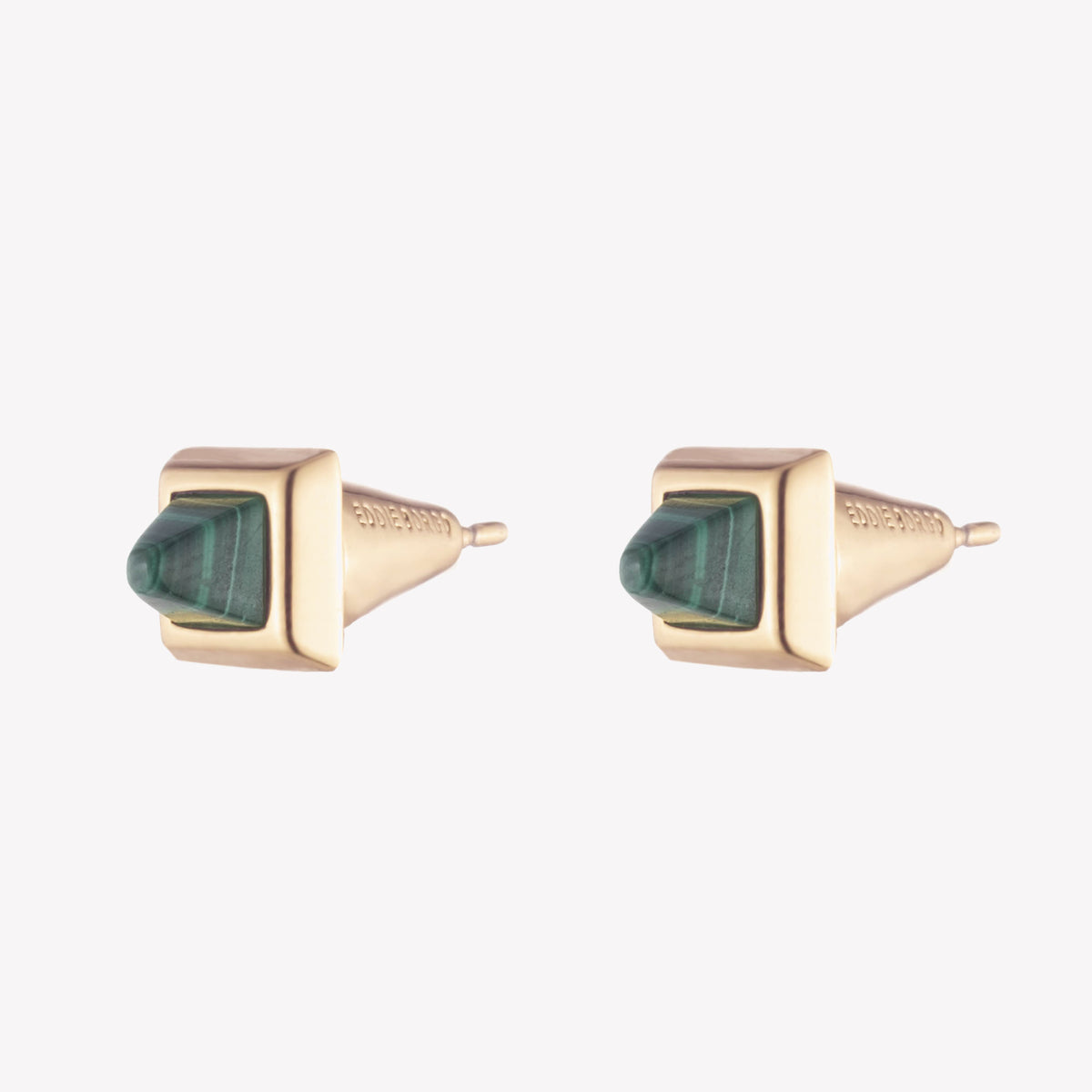 PYRAMID STUD EARRINGS - MALACHITE