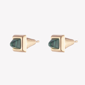 PYRAMID STUD EARRINGS - MALACHITE