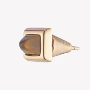 PYRAMID STUD EARRINGS - TIGER EYE