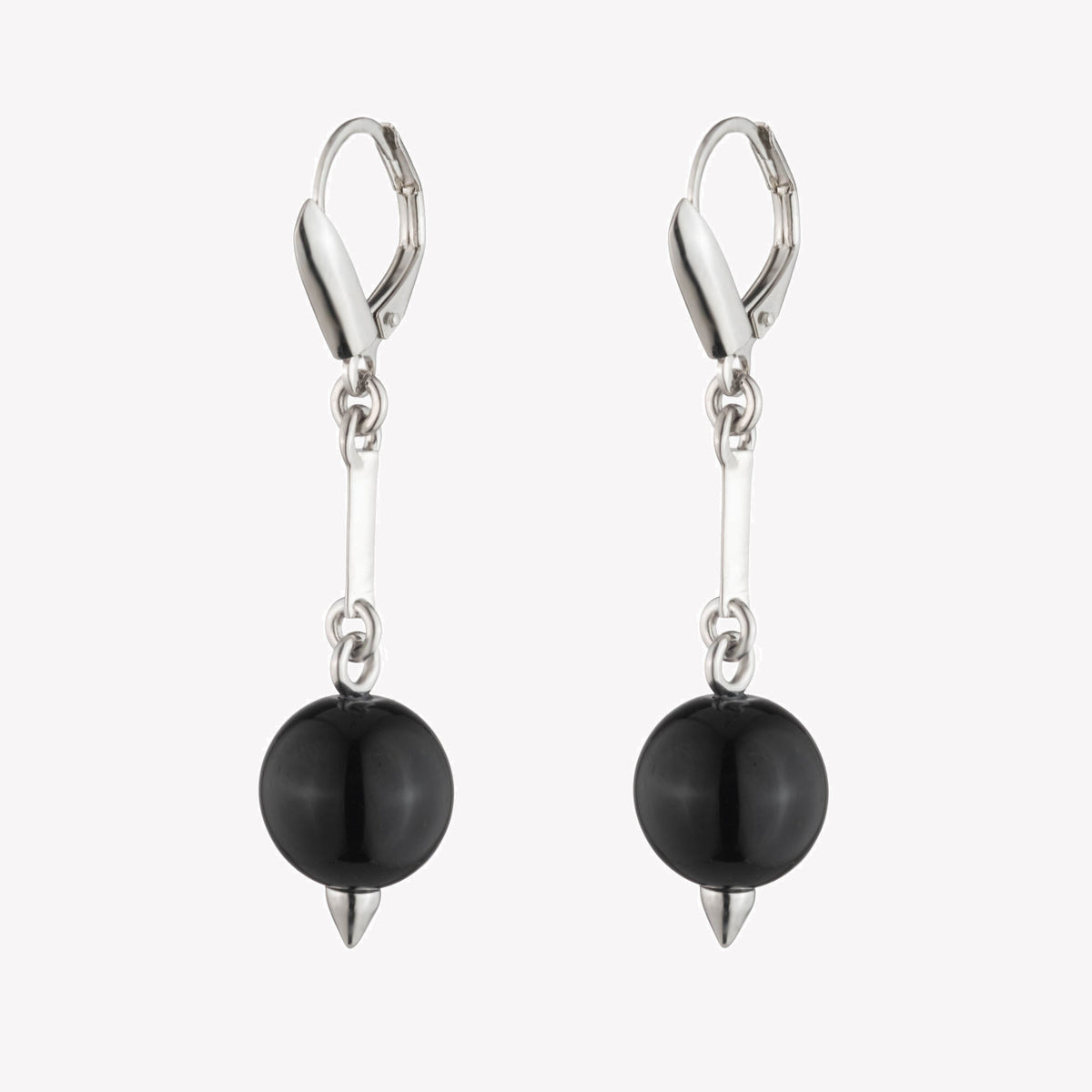 BEADED SPHERE DROP EARRINGS - ONYX