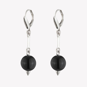 BEADED SPHERE DROP EARRINGS - ONYX
