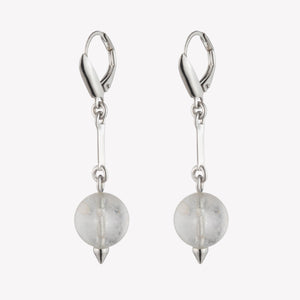 BEADED SPHERE DROP EARRINGS - QUARTZ