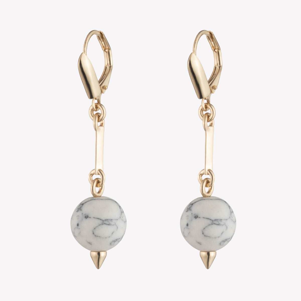 BEADED SPHERE DROP EARRINGS - HOWLITE