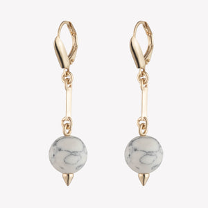 BEADED SPHERE DROP EARRINGS - HOWLITE