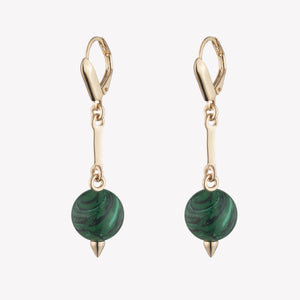 BEADED SPHERE DROP EARRINGS - MALACHITE