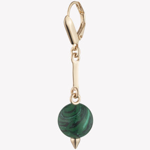 BEADED SPHERE DROP EARRINGS - MALACHITE