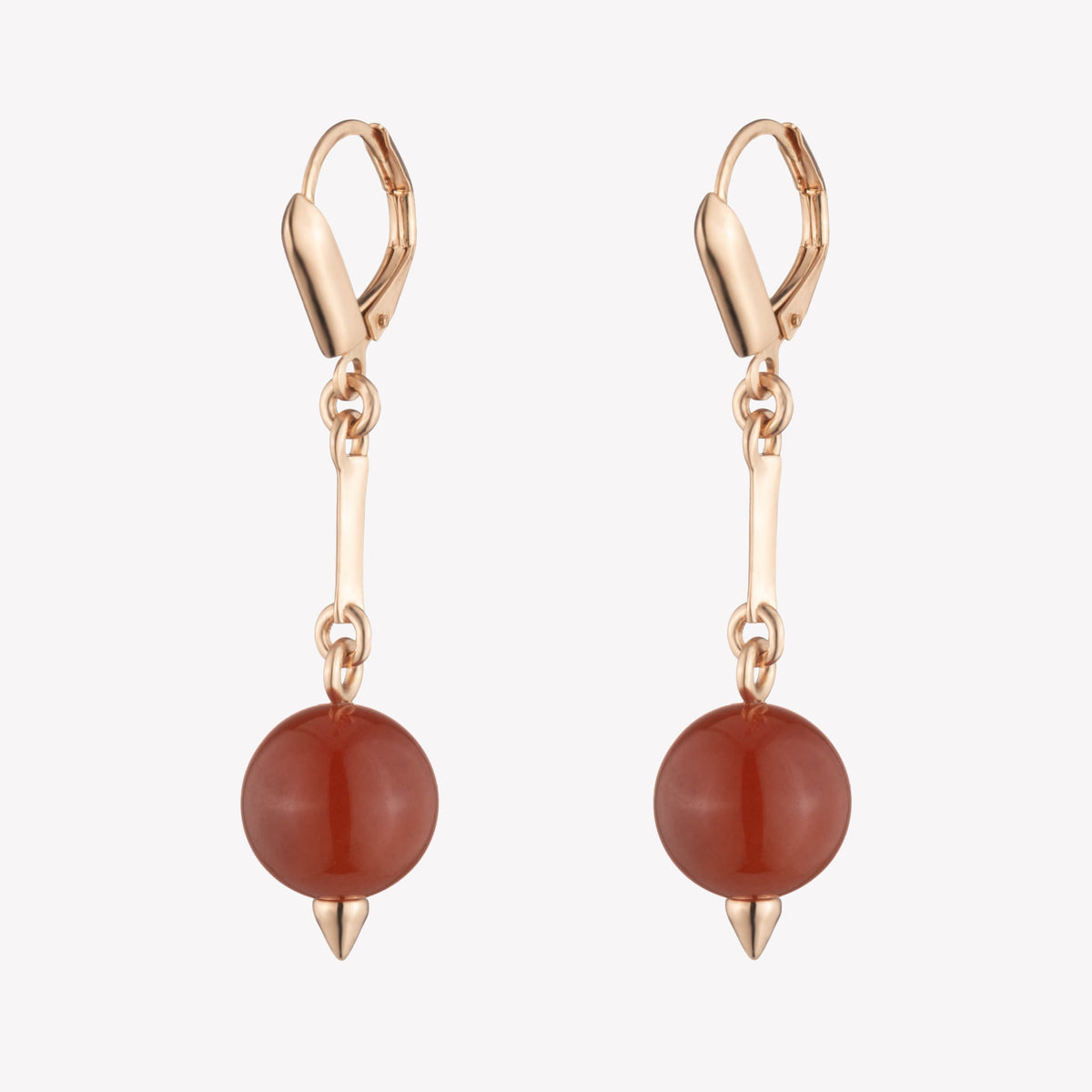 BEADED SPHERE DROP EARRINGS - CARNELIAN