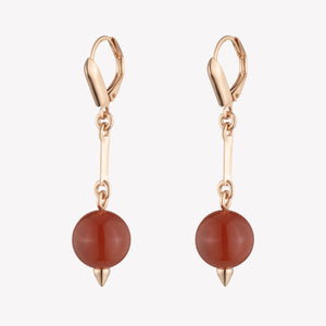 BEADED SPHERE DROP EARRINGS - CARNELIAN
