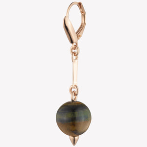 BEADED SPHERE DROP EARRINGS - TIGER EYE