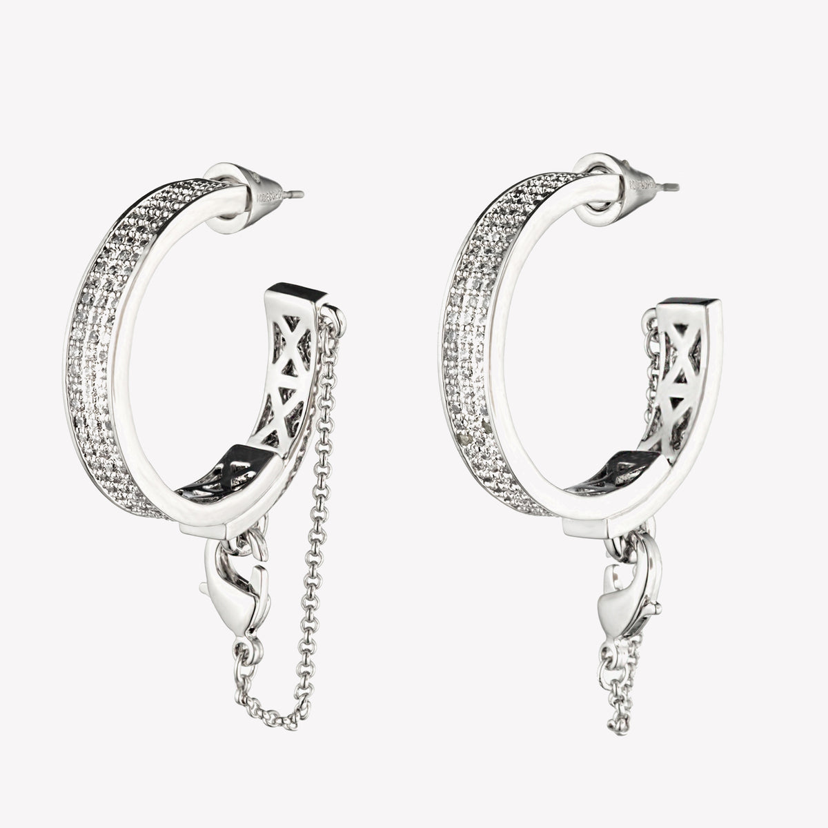 PAVÉ SAFETY CHAIN HOOP EARRINGS