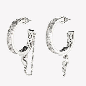 PAVÉ SAFETY CHAIN HOOP EARRINGS