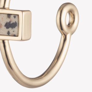 INLAID CROSSBAR HOOP EARRINGS - DALMATIAN JASPER