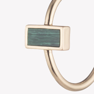 INLAID CROSSBAR HOOP EARRINGS - MALACHITE