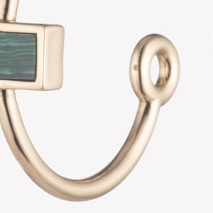 INLAID CROSSBAR HOOP EARRINGS - MALACHITE