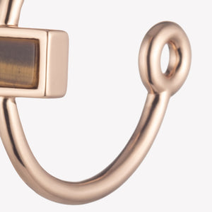 INLAID CROSSBAR HOOP EARRINGS - TIGER EYE