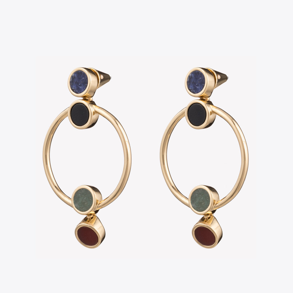 INLAID OPEN CIRCLE EARRINGS