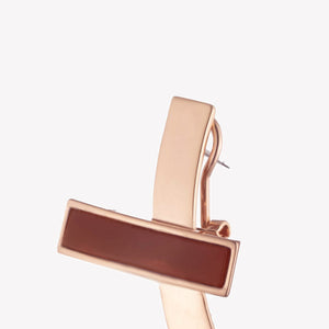 INLAID CROSSBAR EARRINGS - CARNELIAN