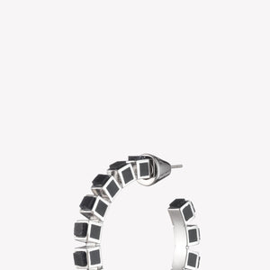 SMALL INLAID CUBE HOOPS - ONYX