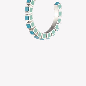 SMALL INLAID CUBE HOOPS - TURQUOISE