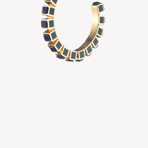 SMALL INLAID CUBE HOOPS - LAPIS LAZULI
