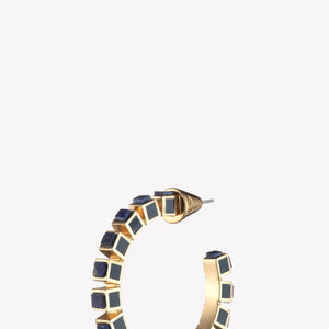 SMALL INLAID CUBE HOOPS - LAPIS LAZULI