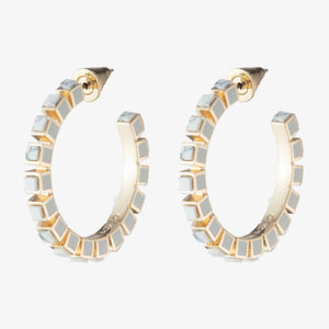 SMALL INLAID CUBE HOOPS - HOWLITE