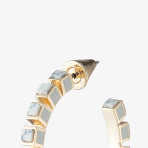 SMALL INLAID CUBE HOOPS - HOWLITE