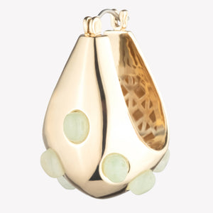 CABOCHON TEARDROP HOOP EARRINGS - JADE