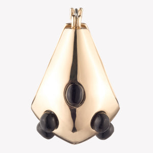 CABOCHON TEARDROP HOOP EARRINGS - ONYX