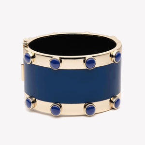 INLAID CABOCHON CUFF - LAPIS LAZULI