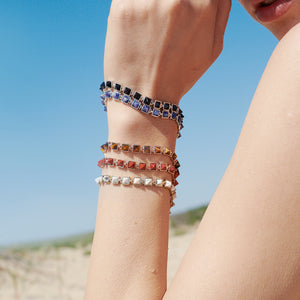 PYRAMID TENNIS BRACELET - TIGER EYE