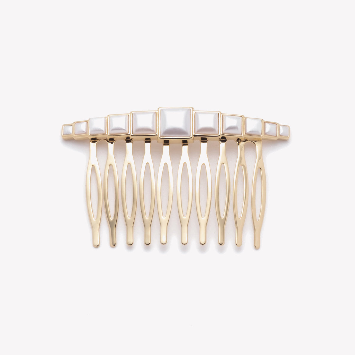 GRADUATED SQUARE PEARL HAIR COMB