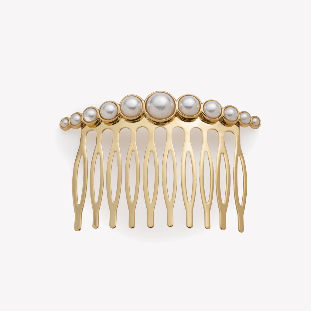 GRADUATED ROUND PEARL HAIR COMB