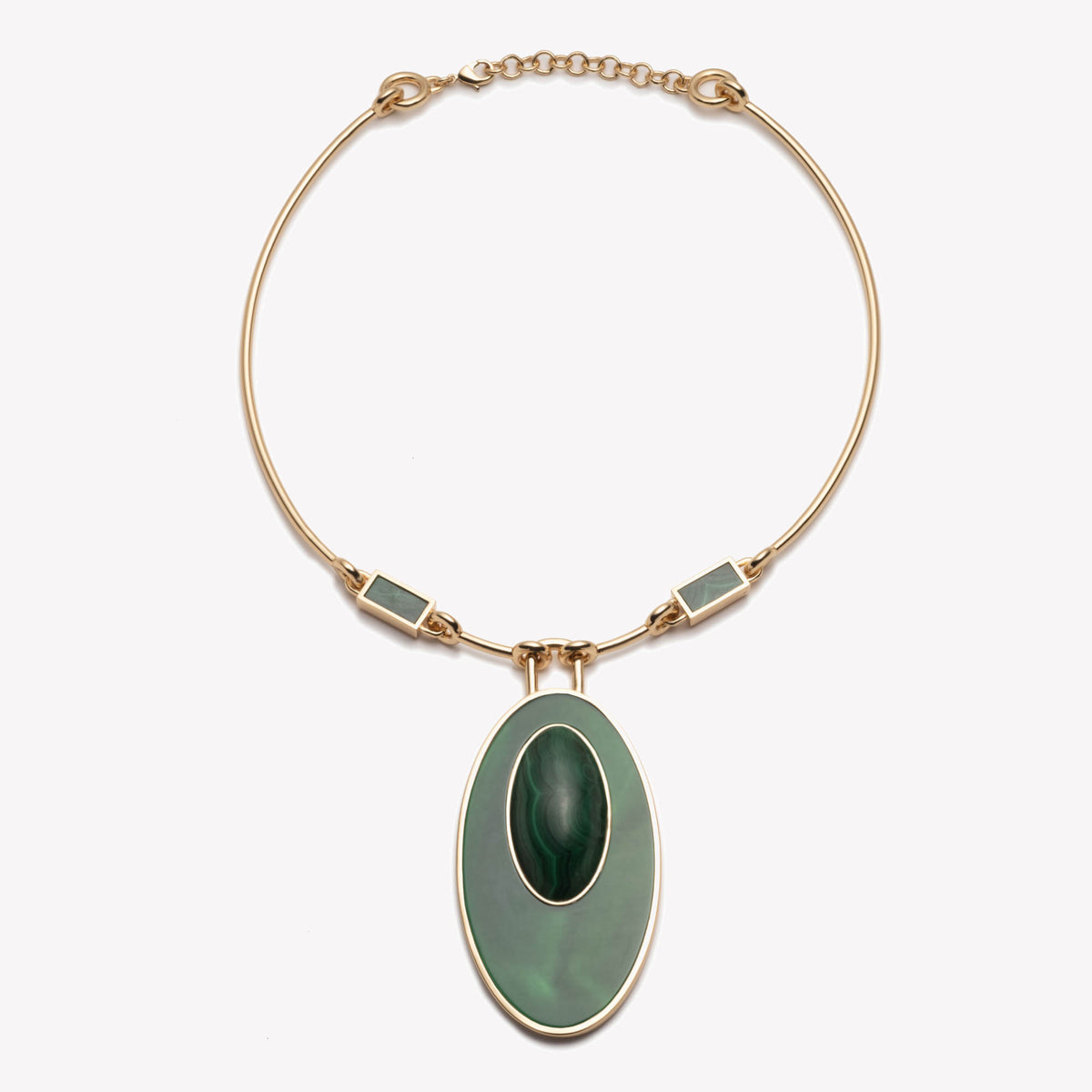 INLAID CABOCHON NECKPIECE - MALACHITE