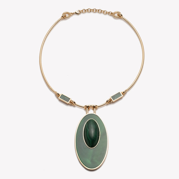 INLAID CABOCHON NECKPIECE - MALACHITE