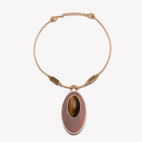 INLAID CABOCHON NECKPIECE - TIGER EYE