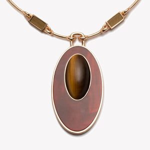 INLAID CABOCHON NECKPIECE - TIGER EYE