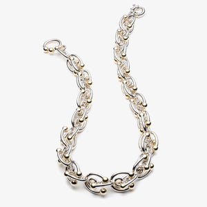 BARBELL LINK NECKLACE | TWO TONE