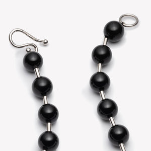 BEADED BALL CHAIN NECKLACE - ONYX