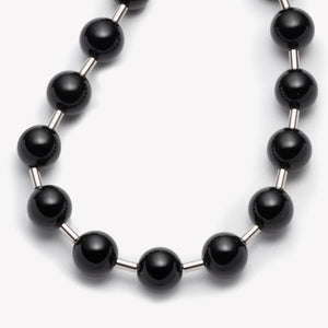 BEADED BALL CHAIN NECKLACE - ONYX