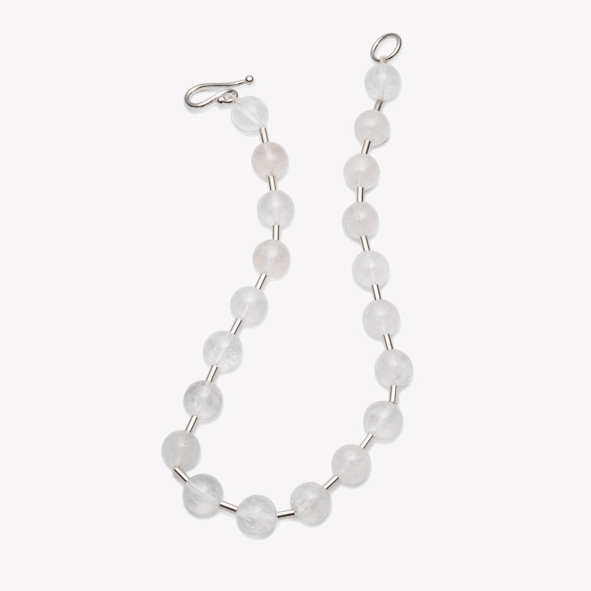 BEADED BALL CHAIN NECKLACE - QUARTZ