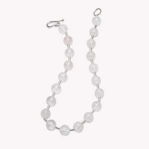 BEADED BALL CHAIN NECKLACE - QUARTZ